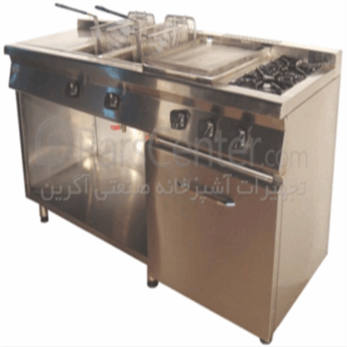 اجاق گاز ترکیبی ( دو شعله ,گریل ,سرخکن ,زغالی برگر)  آگرین